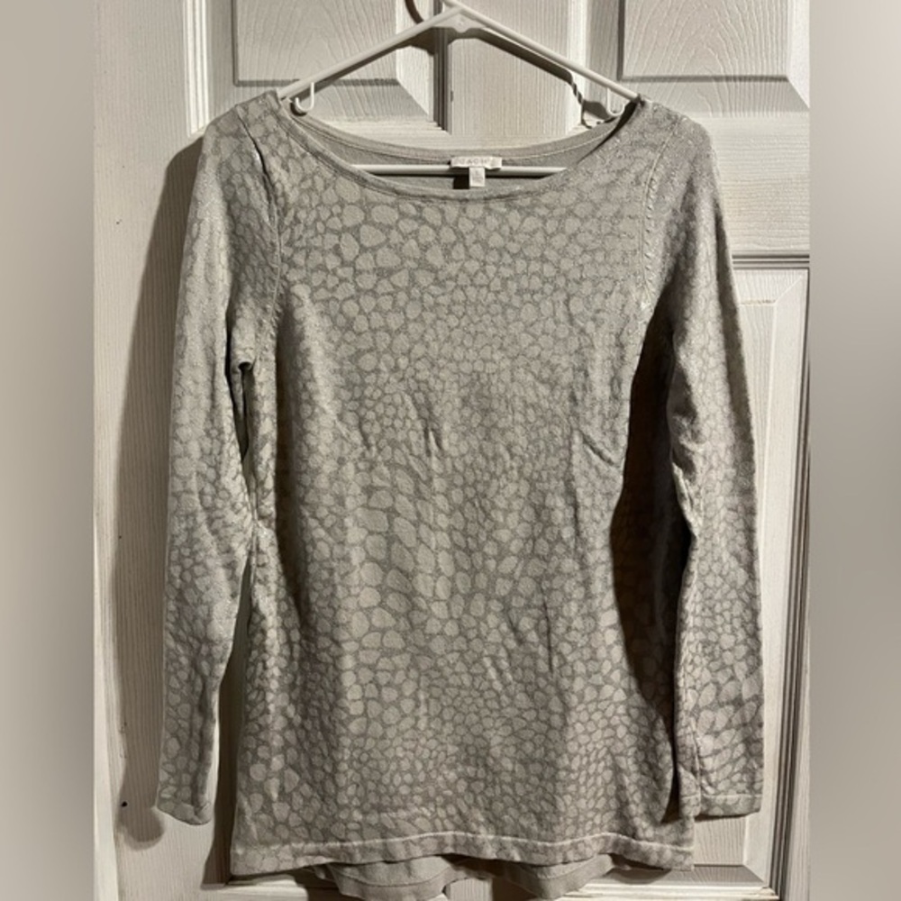Cache Vintage Knit Silver Snake Pattern Top Size Small
